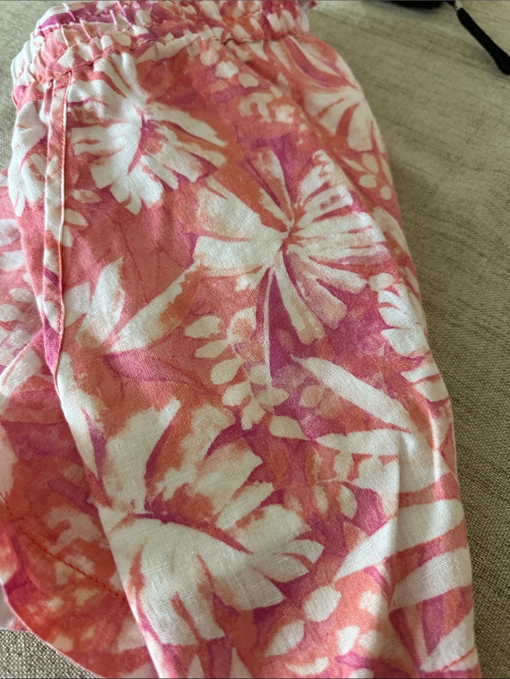 Tommy Bahama Coral Pink Tropical Drawstring Lounge Shorts, 100% Linen, S - Picture 10 of 10